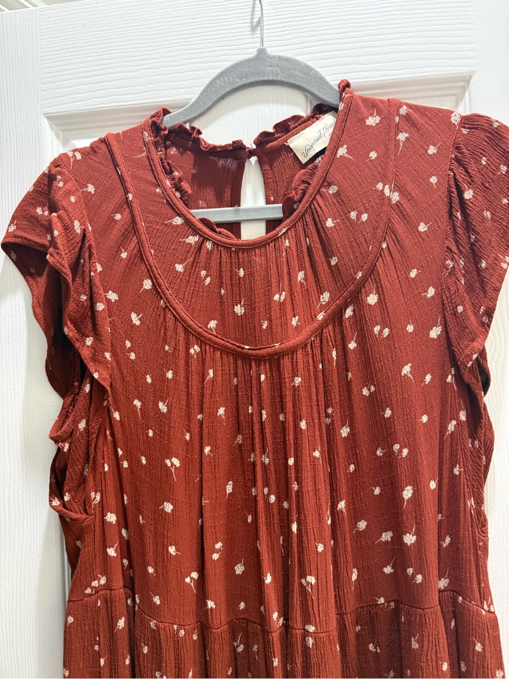 Universal Thread Rust Floral Ruffle-Neck Blouse - Picture 2 of 5